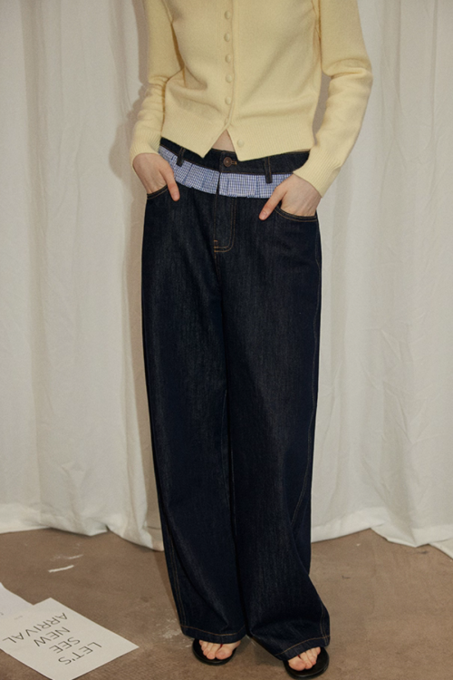 Patchwork High Waist Wide Pants