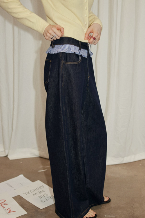 Patchwork High Waist Wide Pants