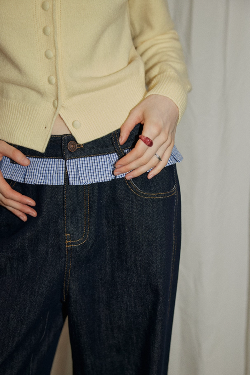 Patchwork High Waist Wide Pants