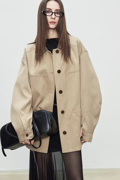 Patchwork Mid-Length Trench Coat