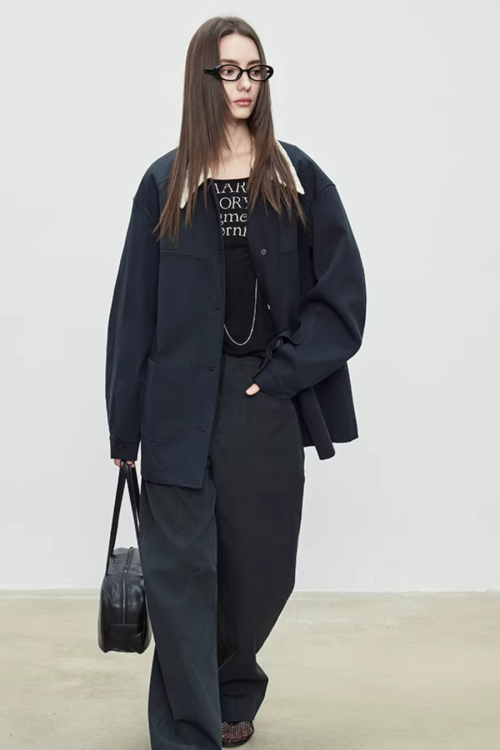 Patchwork Mid-Length Trench Coat