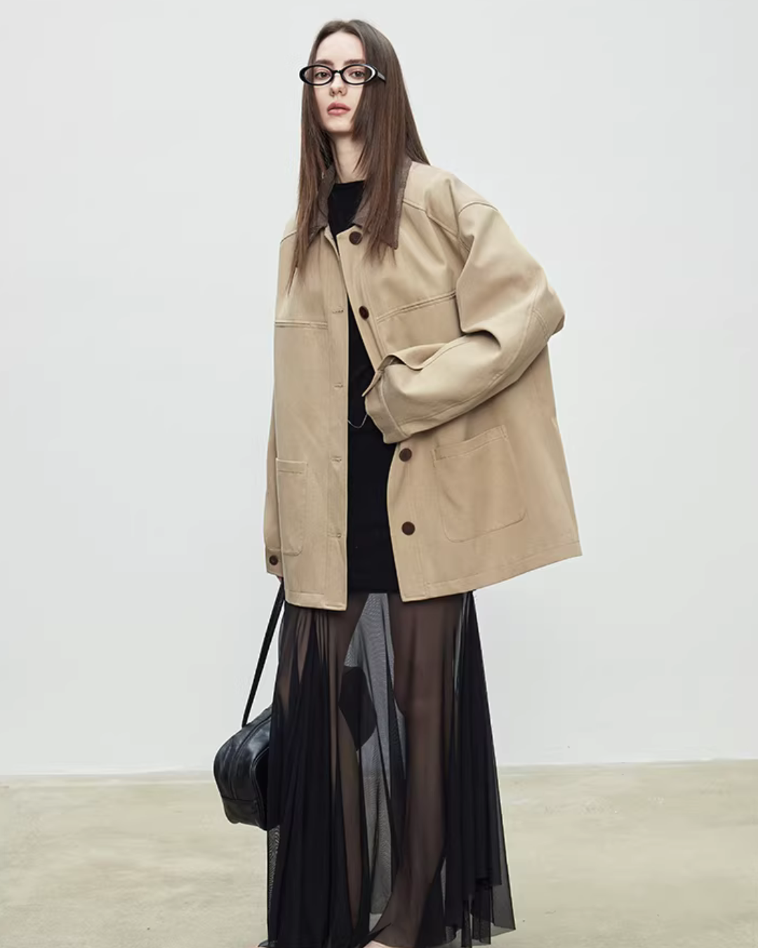 Patchwork Mid-Length Trench Coat Patchwork Mid-Length Trench Coat