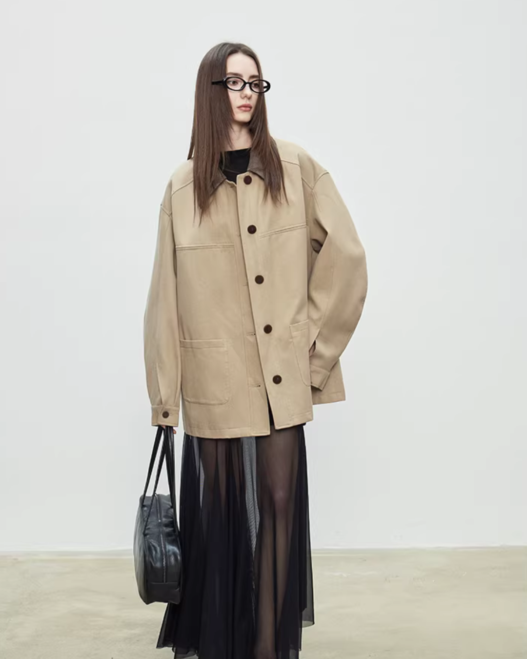 Patchwork Mid-Length Trench Coat Patchwork Mid-Length Trench Coat