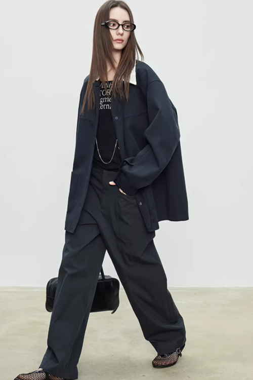 Patchwork Mid-Length Trench Coat