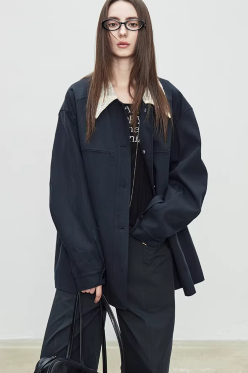 Patchwork Mid-Length Trench Coat
