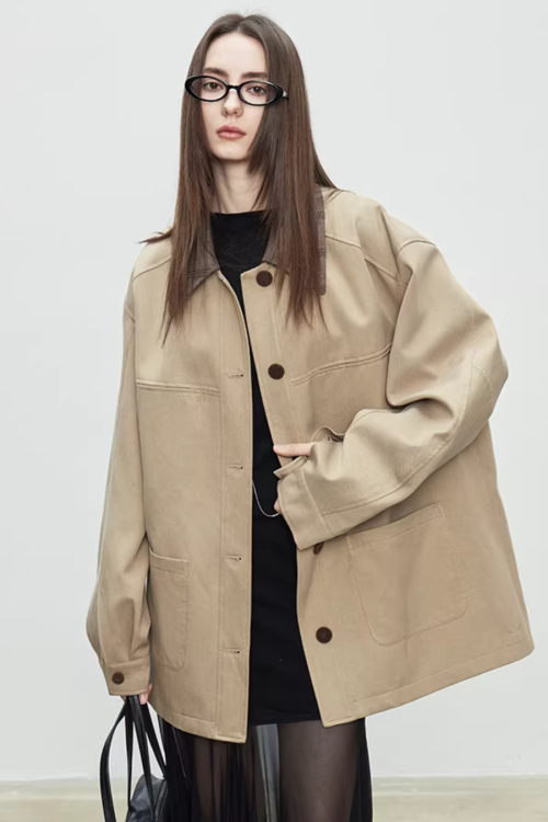 Patchwork Mid-Length Trench Coat