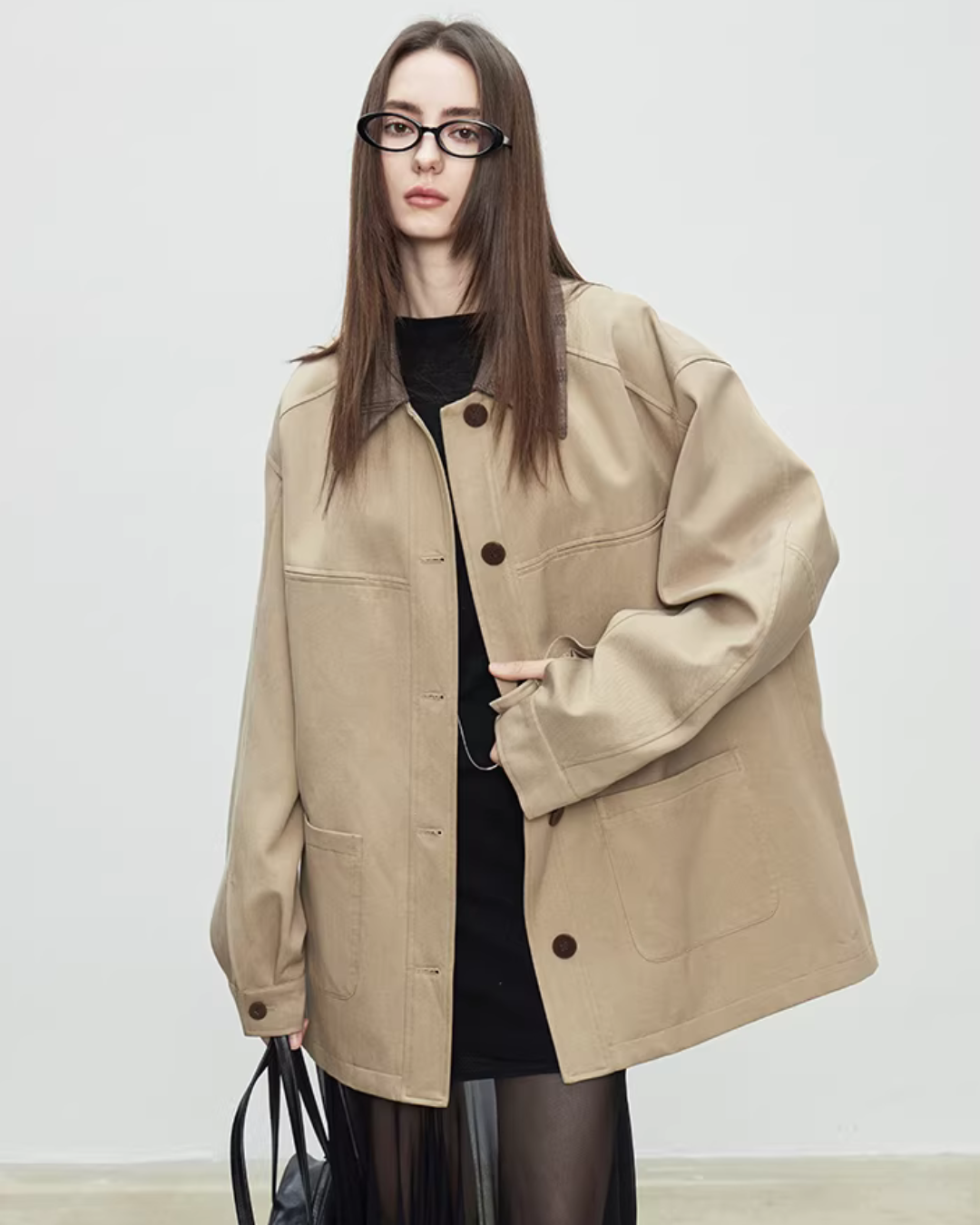 Patchwork Mid-Length Trench Coat Patchwork Mid-Length Trench Coat
