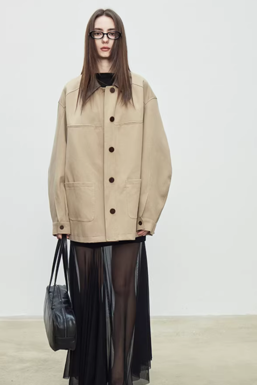 Patchwork Mid-Length Trench Coat