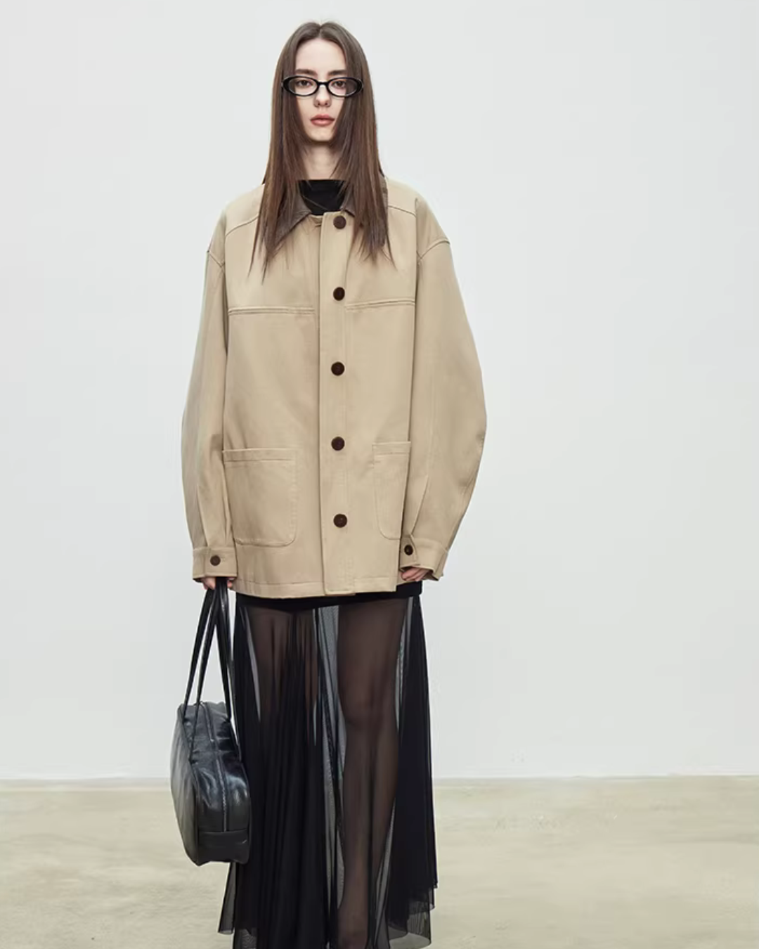 Patchwork Mid-Length Trench Coat Patchwork Mid-Length Trench Coat