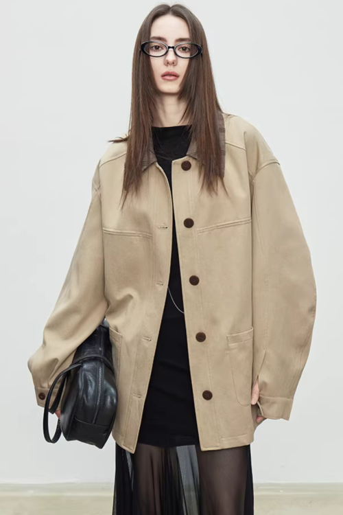 Patchwork Mid-Length Trench Coat