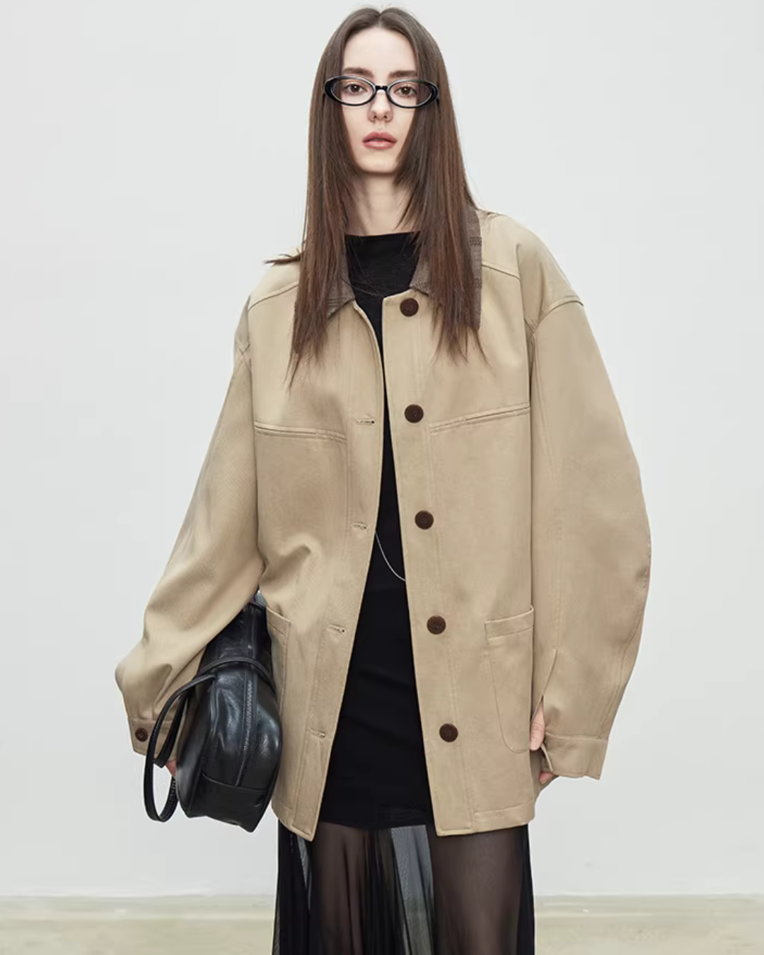 Patchwork Mid-Length Trench Coat Patchwork Mid-Length Trench Coat