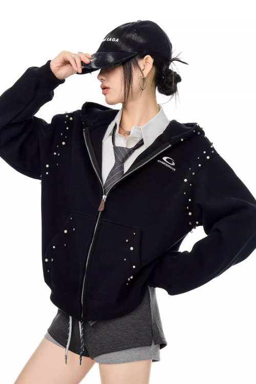 Pearl Design Zip Hoodie