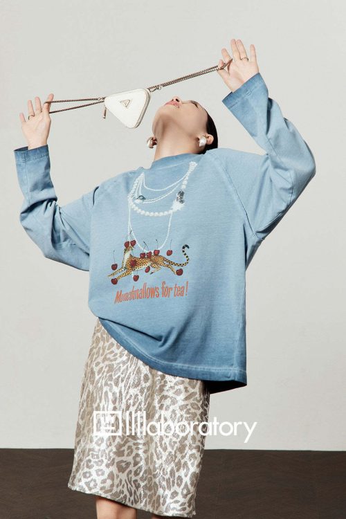 Pearl Light Leopard Long-Sleeve Top / Leopard Skirt