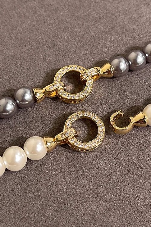 Pearl Ring Clasp Necklace