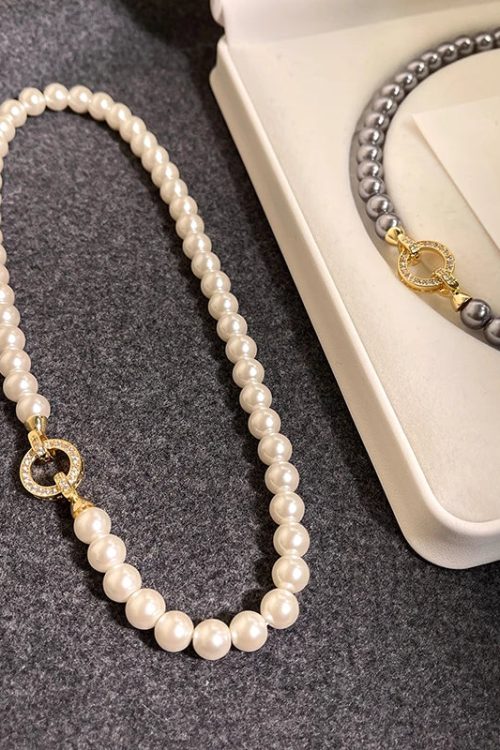Pearl Ring Clasp Necklace