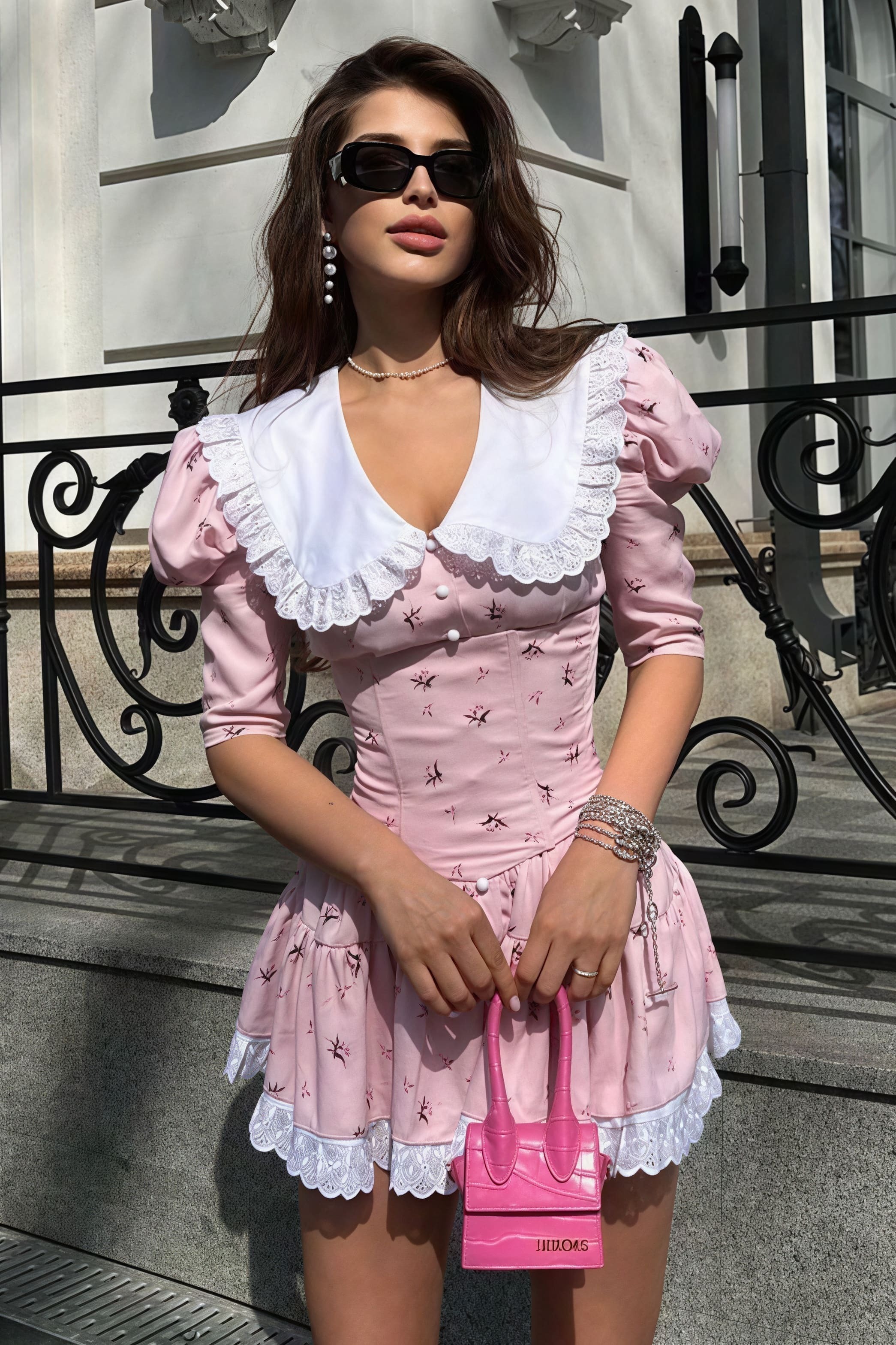 Peter Pan Collar Short Sleeve Floral Mini Dress Peter Pan Collar Short Sleeve Floral Mini Dress