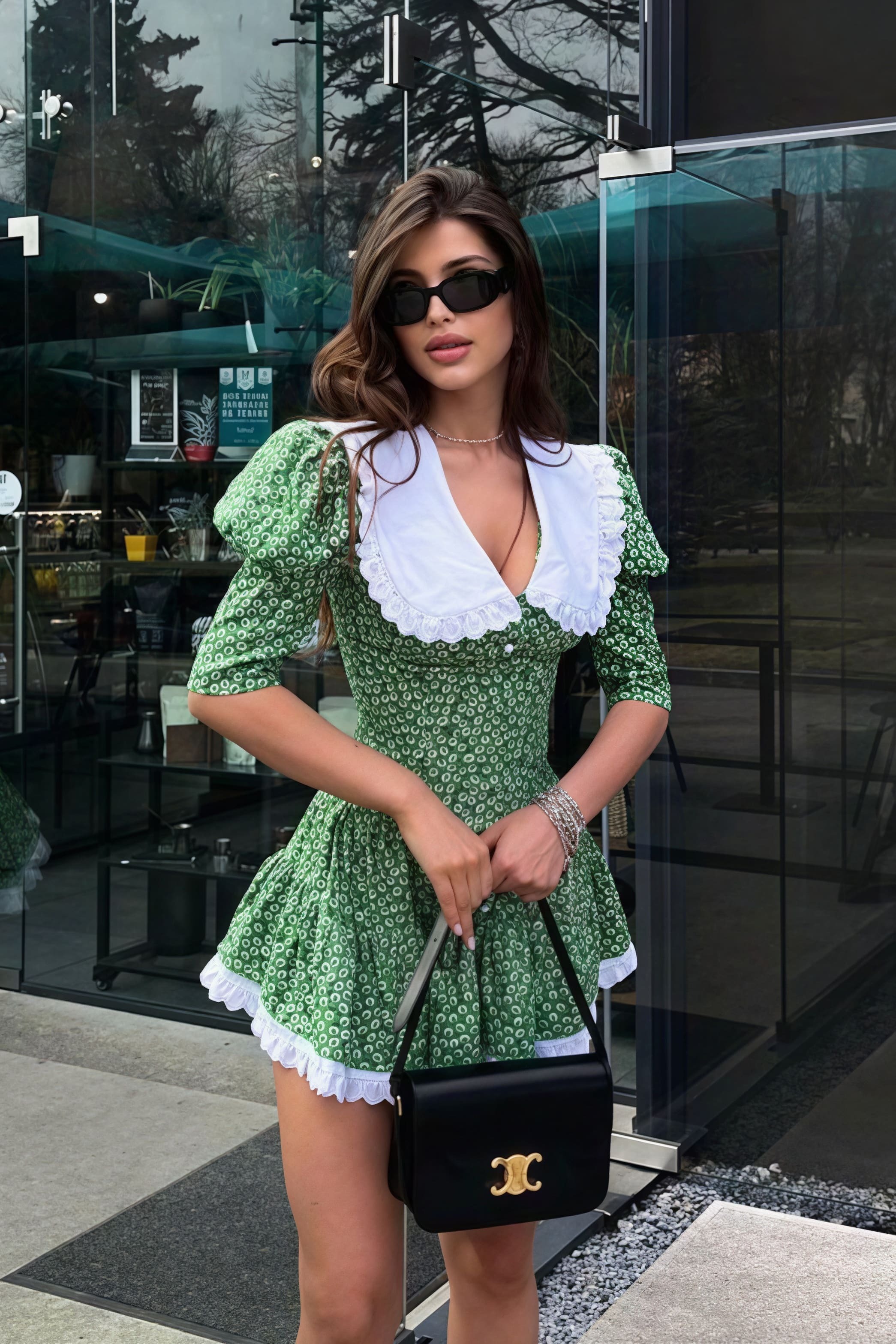 Peter Pan Collar Short Sleeve Floral Mini Dress Peter Pan Collar Short Sleeve Floral Mini Dress