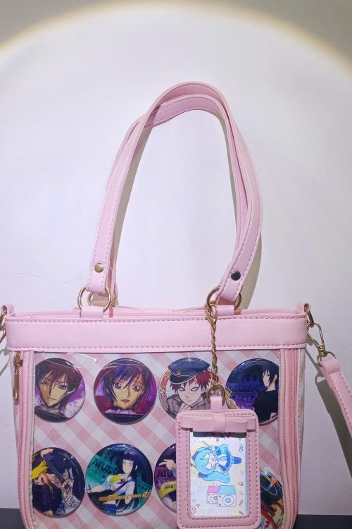 Pink Convertible Ita Bag with Clear Window for Pin Display