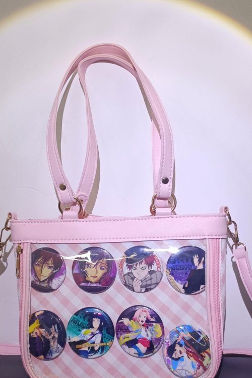 Pink Convertible Ita Bag with Clear Window for Pin Display