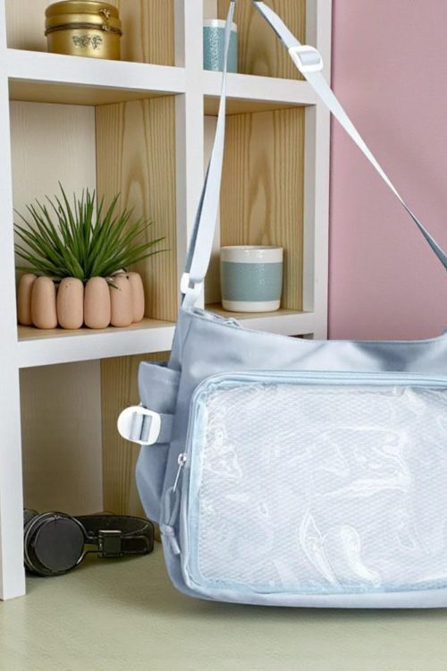 Pink Convertible Ita Bag with Clear Window for Pin Display