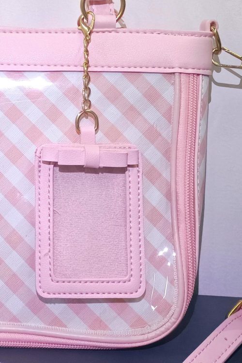 Pink Convertible Ita Bag with Clear Window for Pin Display