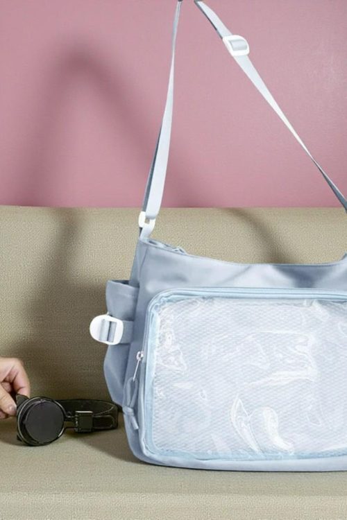 Pink Convertible Ita Bag with Clear Window for Pin Display