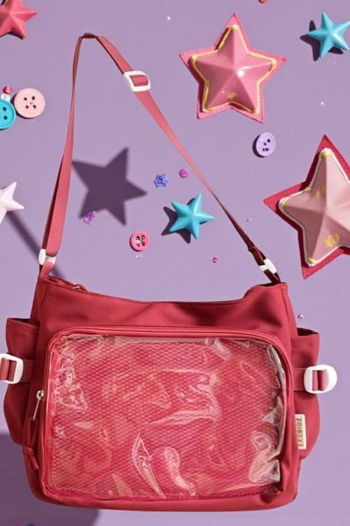 Pink Convertible Ita Bag with Clear Window for Pin Display