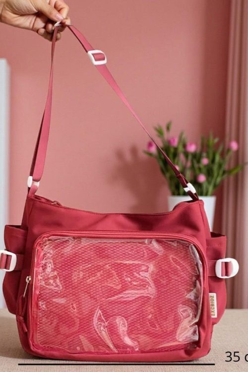 Pink Convertible Ita Bag with Clear Window for Pin Display
