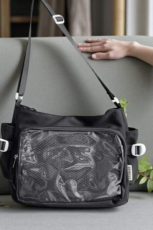 Pink Convertible Ita Bag with Clear Window for Pin Display