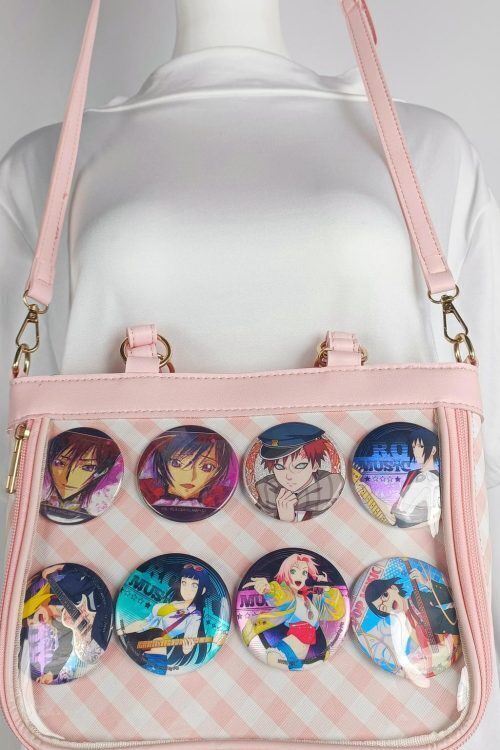 Pink Convertible Ita Bag with Clear Window for Pin Display