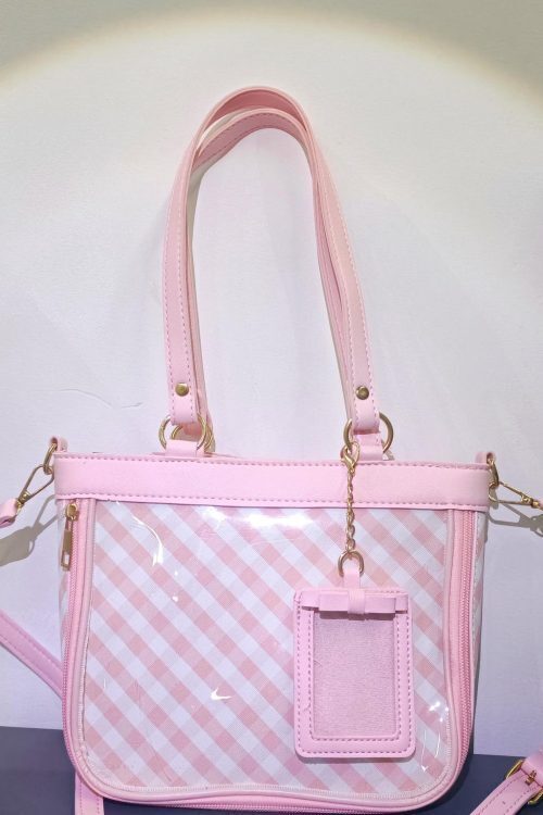 Pink Convertible Ita Bag with Clear Window for Pin Display