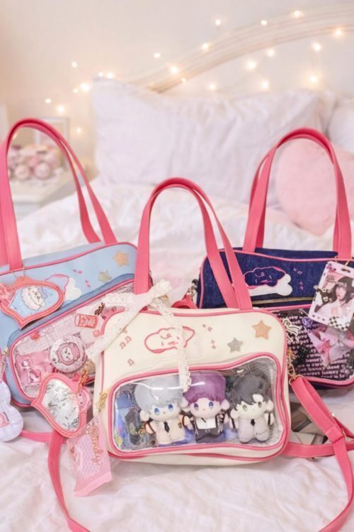 Pink Heart Convertible Ita Bag for Plushies and Pins