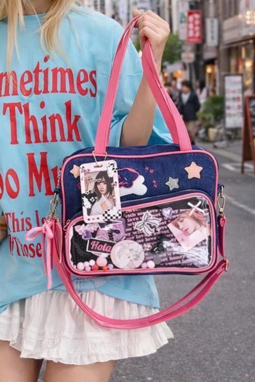 Pink Heart Convertible Ita Bag for Plushies and Pins
