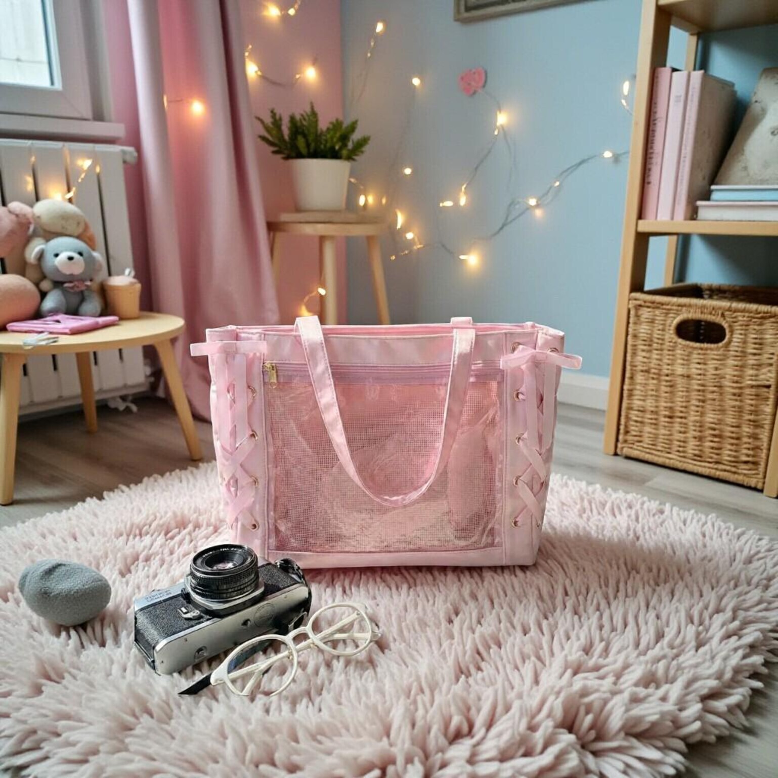 Pink Kawaii Convertible Ita Bag for Pin Display Pink Kawaii Convertible Ita Bag for Pin Display