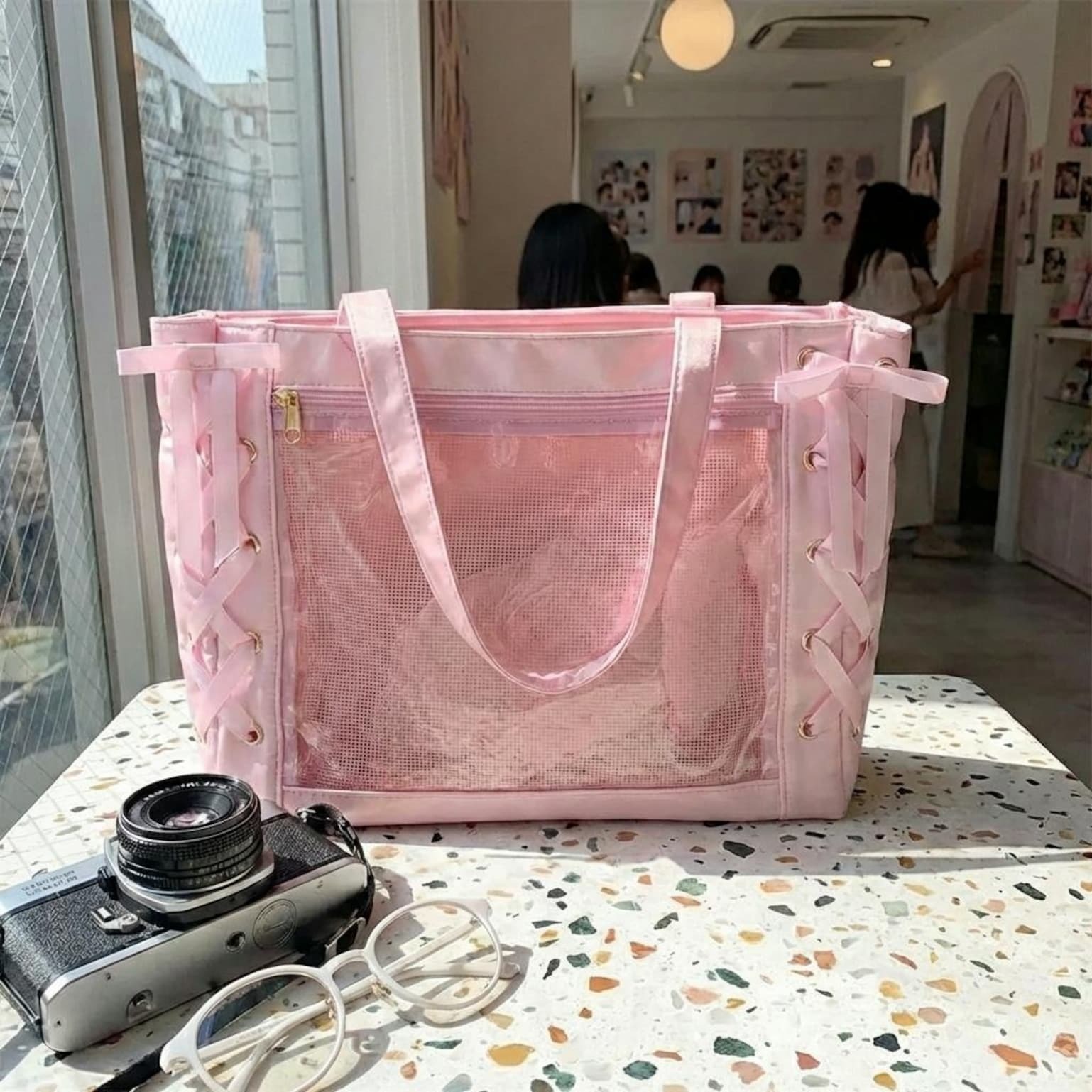 Pink Kawaii Convertible Ita Bag for Pin Display Pink Kawaii Convertible Ita Bag for Pin Display