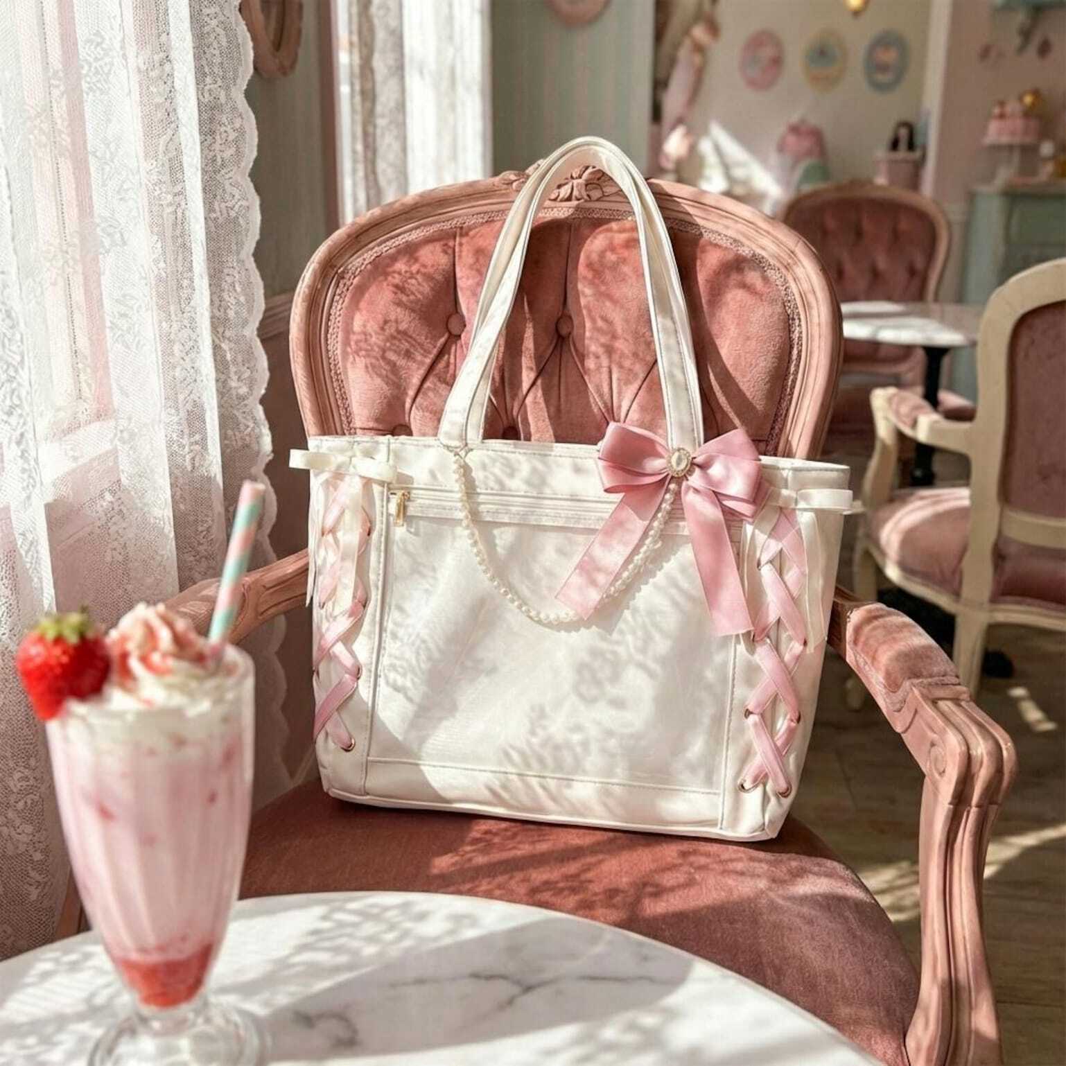 Pink Kawaii Convertible Ita Bag for Pin Display Pink Kawaii Convertible Ita Bag for Pin Display