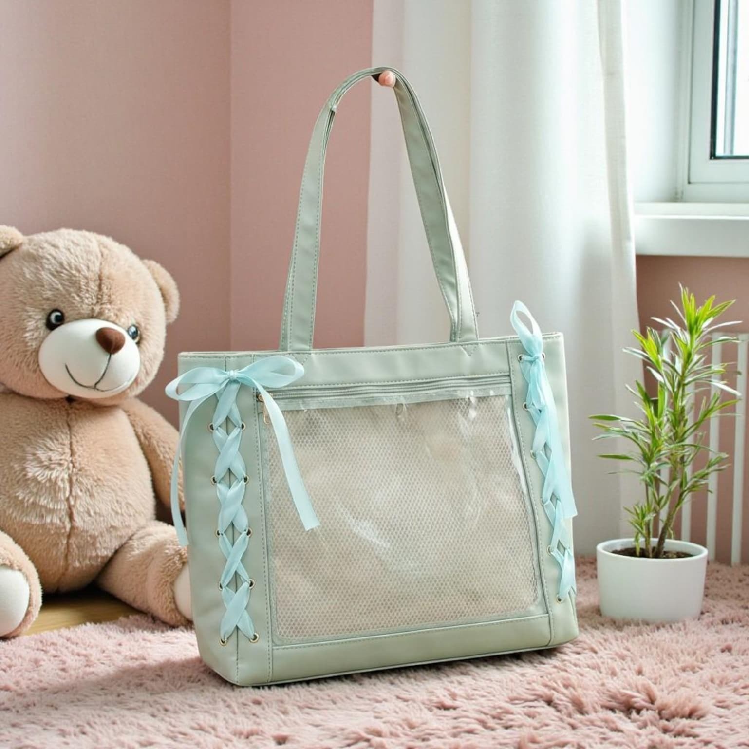 Pink Kawaii Convertible Ita Bag for Pin Display Pink Kawaii Convertible Ita Bag for Pin Display