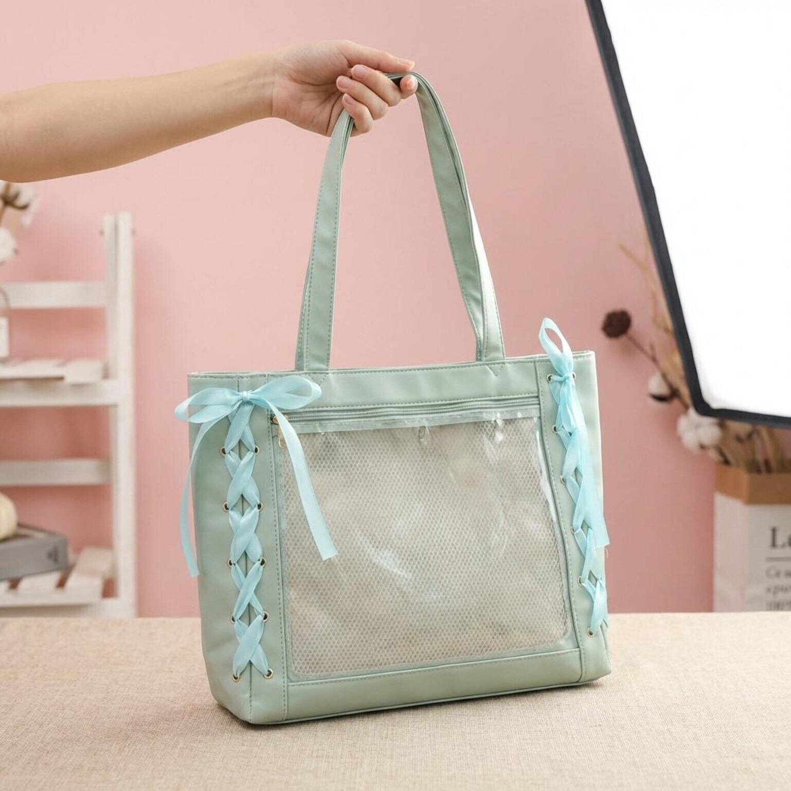 Pink Kawaii Convertible Ita Bag for Pin Display Pink Kawaii Convertible Ita Bag for Pin Display