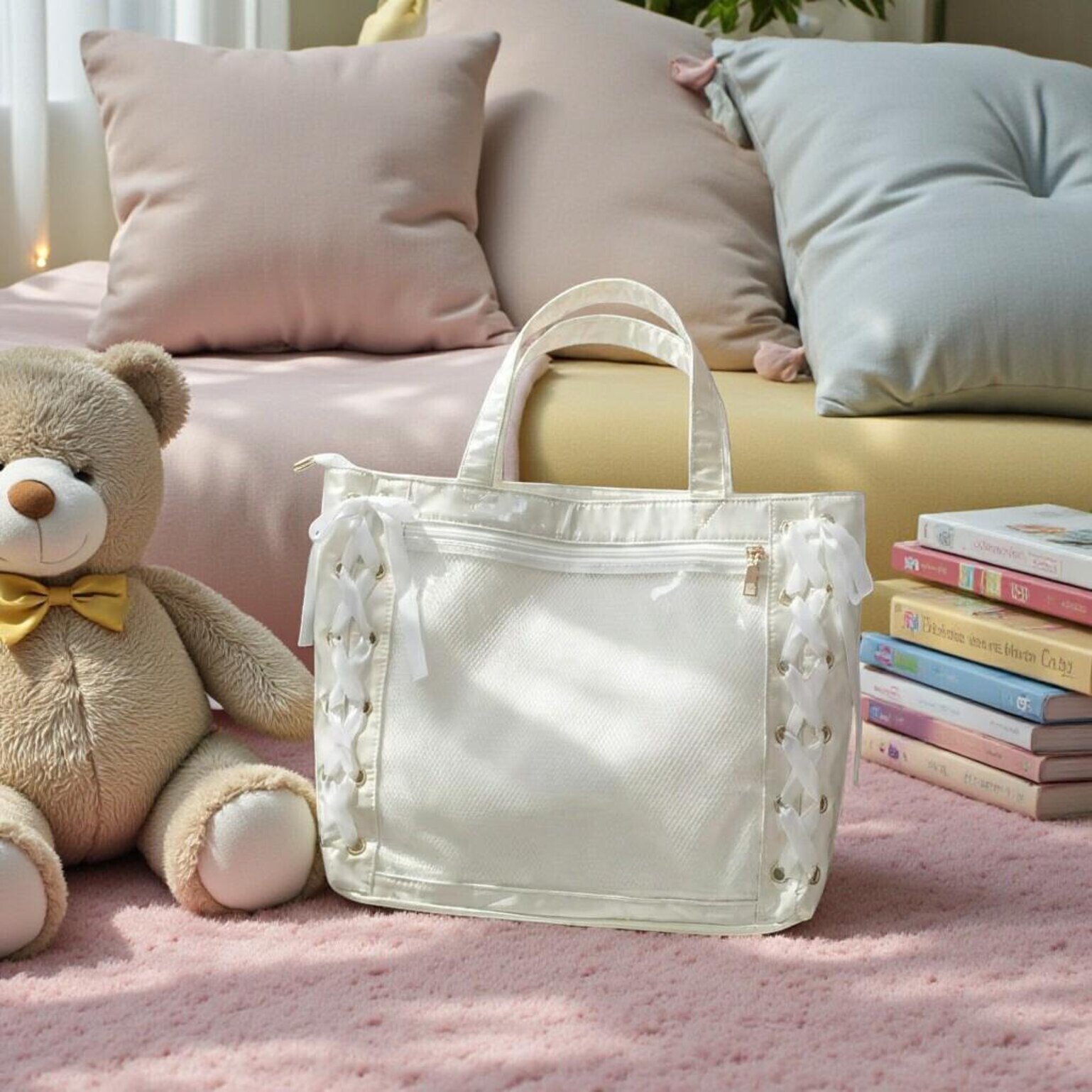 Pink Kawaii Convertible Ita Bag for Pin Display Pink Kawaii Convertible Ita Bag for Pin Display