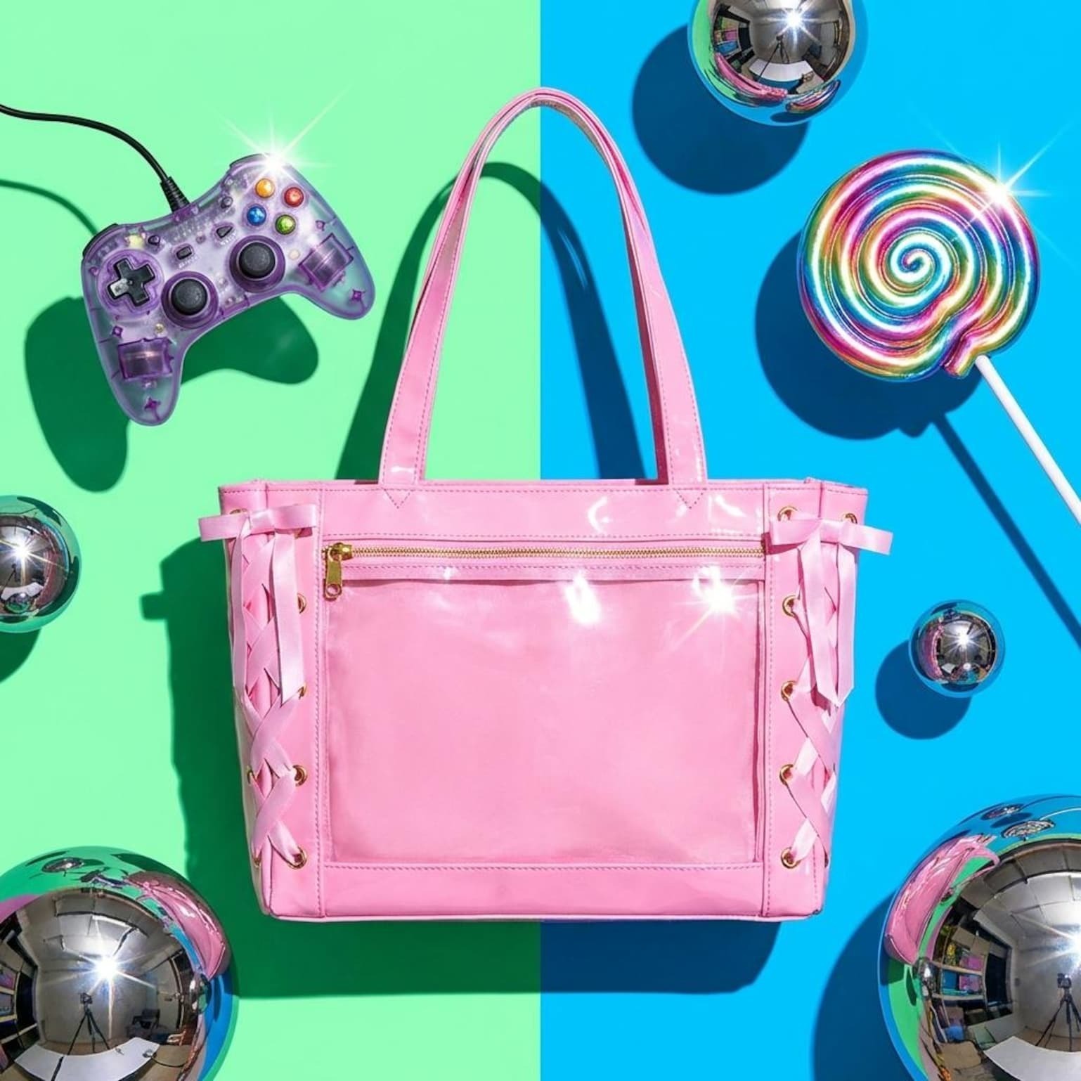 Pink Kawaii Convertible Ita Bag for Pin Display Pink Kawaii Convertible Ita Bag for Pin Display