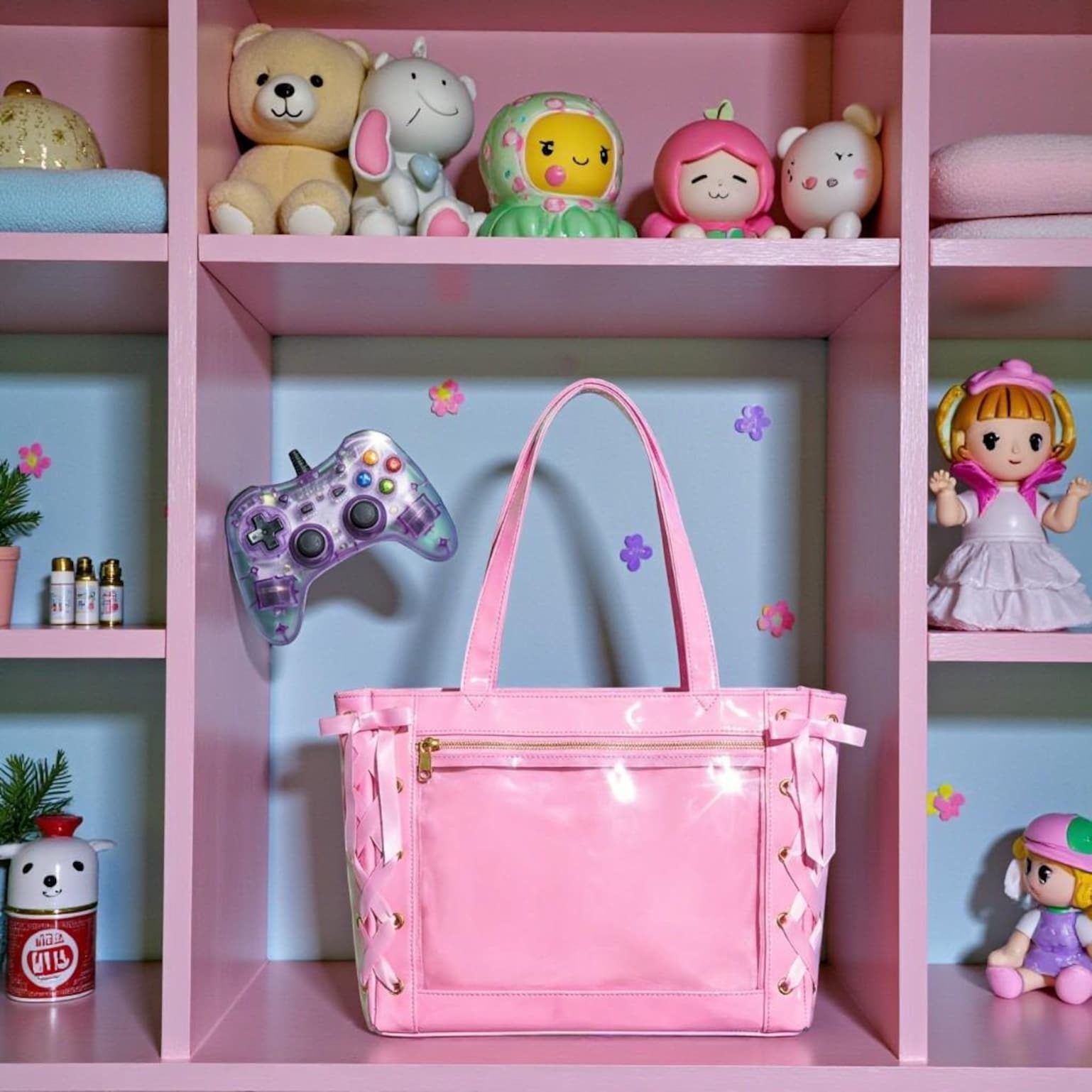 Pink Kawaii Convertible Ita Bag for Pin Display Pink Kawaii Convertible Ita Bag for Pin Display