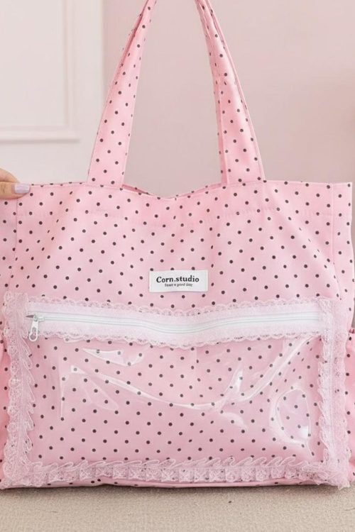 Pink Kawaii Convertible Ita Bag with Clear Window for Pin Display