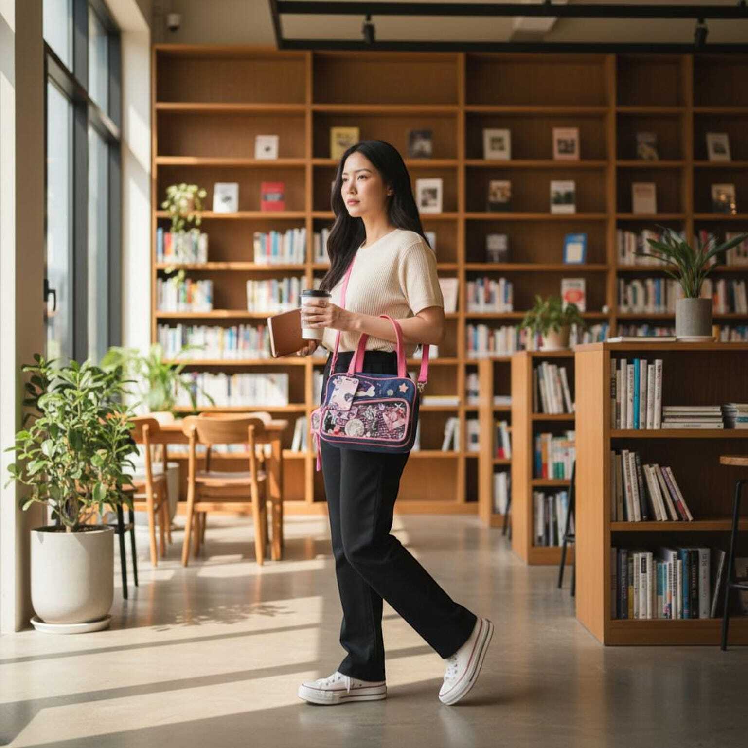 Pink Kawaii Convertible Ita Bag with Clear Window for Pin Display Pink Kawaii Convertible Ita Bag with Clear Window for Pin Display