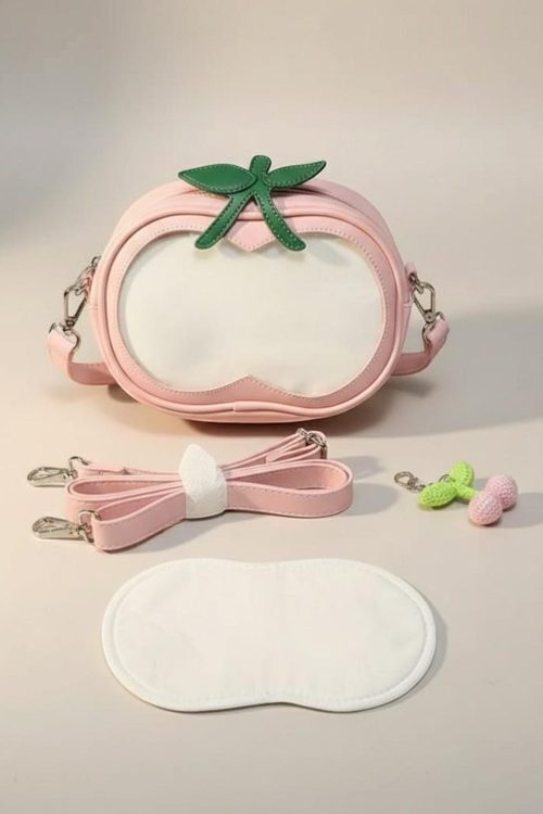 Pink Kawaii Convertible Ita Bag with Clear Window for Pin Display