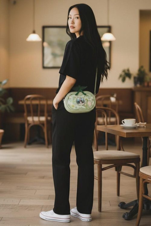 Pink Kawaii Convertible Ita Bag with Clear Window for Pin Display