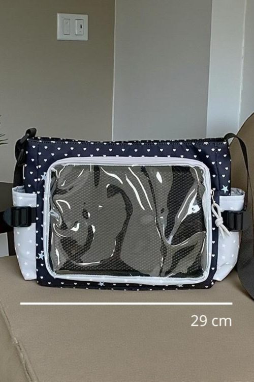 Pink Kawaii Convertible Ita Bag with Clear Window for Pin Display