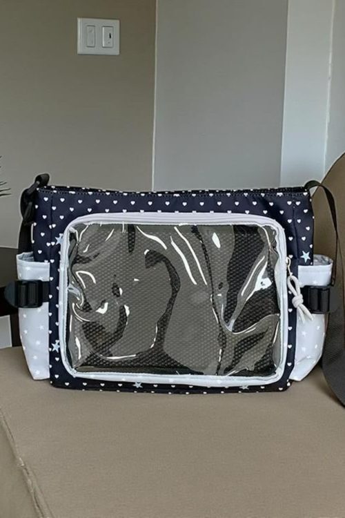 Pink Kawaii Convertible Ita Bag with Clear Window for Pin Display