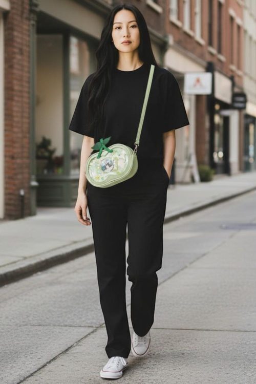 Pink Kawaii Convertible Ita Bag with Clear Window for Pin Display