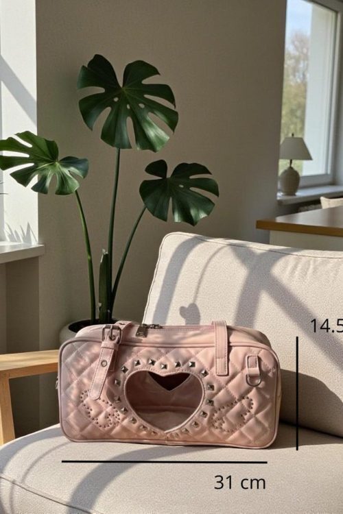 Pink Kawaii Heart Convertible Ita Bag with Clear Window for Pin Display