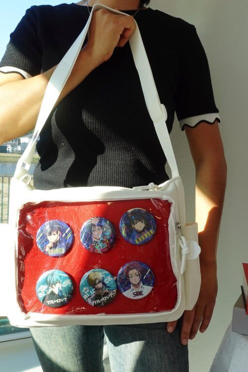 Pink Kawaii Ita Crossbody Bag with Clear Window for Pin Display